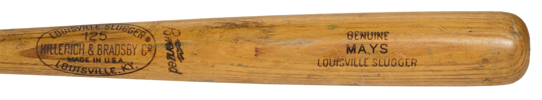 Outstanding 1966 Willie Mays Game Used and Vintage Signed  Hillerich and Bradsby S2 Model Bat (PSA/DNA GU 9.5 & JSA)